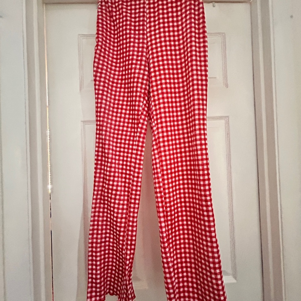 Red Gingham Checkered Pants